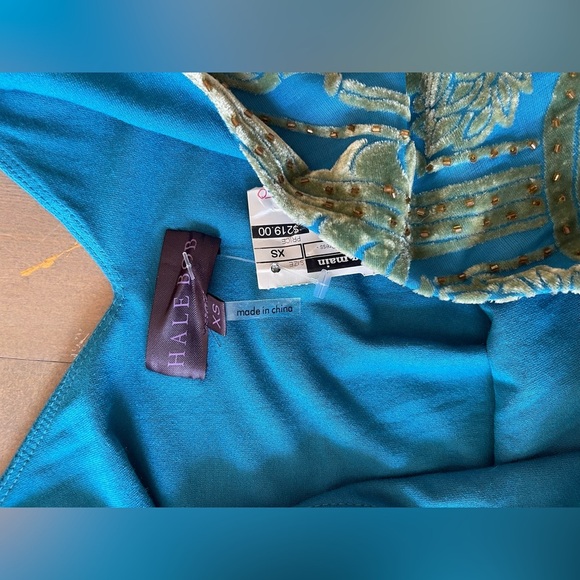 Hale Bob Silk Turquoise and Gold Mini Dress Size XS - Picture 7 of 9